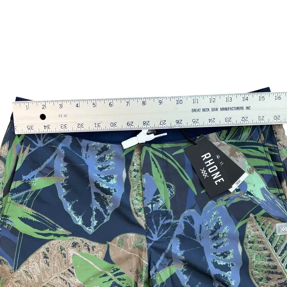 Rhone Trunks Mens M Blue Floral‎ Barrier Swim Shorts Birds Parrot Tropical Lined
